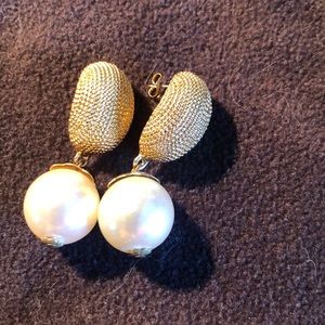 Mystique gold and pearl pierced earrings